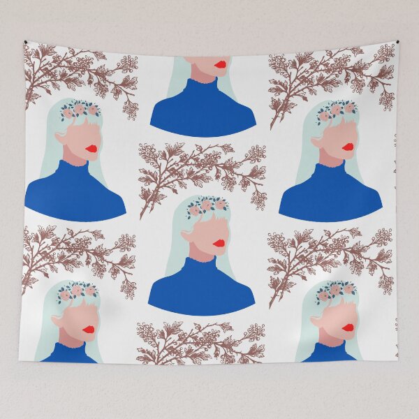 Item preview, floral girl illustration designed and sold by Doucheka.