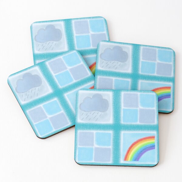 Item preview, Blue-gray print, rain cloud and rainbow. designed and sold by UVI-CA.