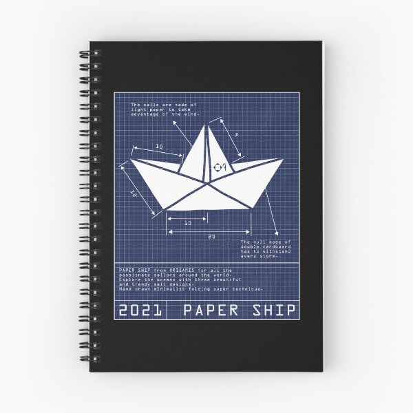 Item preview, PAPER SHIP ORIGAMIS No.1 | BLUEPRINT Sailing Boat | Minimalist Hand Drawn Art designed and sold by yourtravelguide.