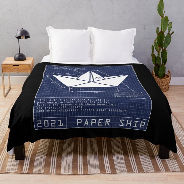 Item preview, PAPER SHIP ORIGAMIS No.1 | BLUEPRINT Sailing Boat | Minimalist Hand Drawn Art designed and sold by yourtravelguide.