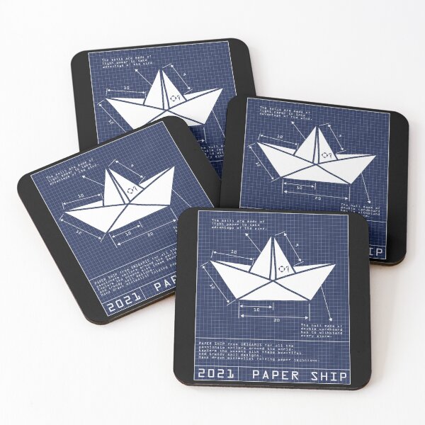Item preview, PAPER SHIP ORIGAMIS No.1 | BLUEPRINT Sailing Boat | Minimalist Hand Drawn Art designed and sold by yourtravelguide.