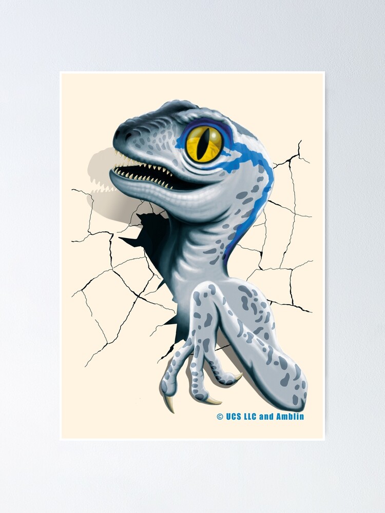 Jurassic World Baby Blue Velociraptor Poster By Tmbtm Redbubble
