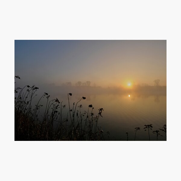 Lever de soleil et brume sur le Rhin Impression photo