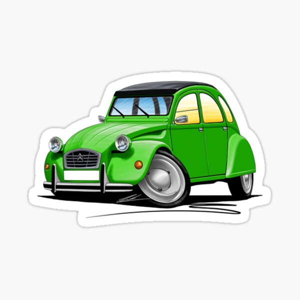 Citroen 2CV Green Classic Car Art Sticker