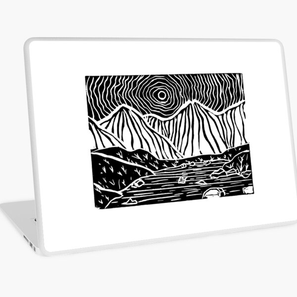 Mountains - linocut  Art Print for Sale by The Purple Owl Cult