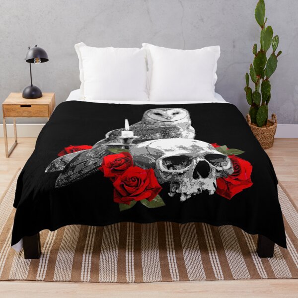 Item preview, Skull and Roses with Owl and lit Candle designed and sold by SpreadForSatan.