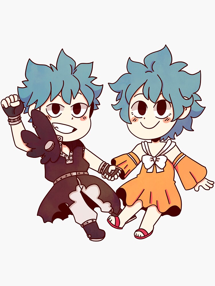 Yaje and Shutora in Gajeel's and Levy's clothes Sticker for Sale