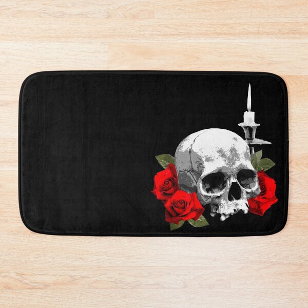 Item preview, Human skull with roses and lit candle designed and sold by SpreadForSatan.