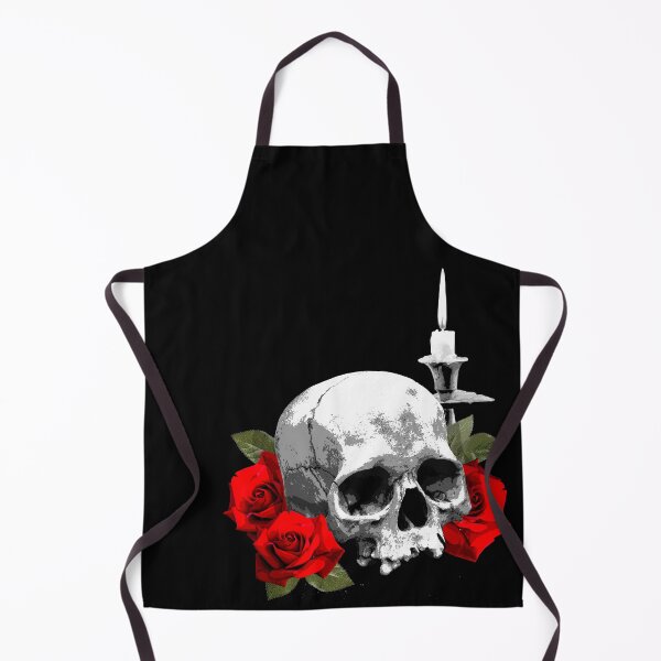 Item preview, Human skull with roses and lit candle designed and sold by SpreadForSatan.