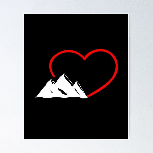 Item preview, A Red Heart With Mountains I Love Hinking designed and sold by Paulina Vanlife.