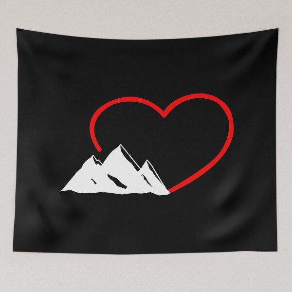 Item preview, A Red Heart With Mountains I Love Hinking designed and sold by Paulina Vanlife.