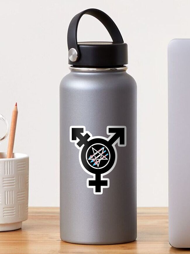 Thumbnail 1 von 3, Sticker, Satanischer Antifaschismus – Trans Pride (Age of Sin-Variante) designt und verkauft von QueerSatanic.
