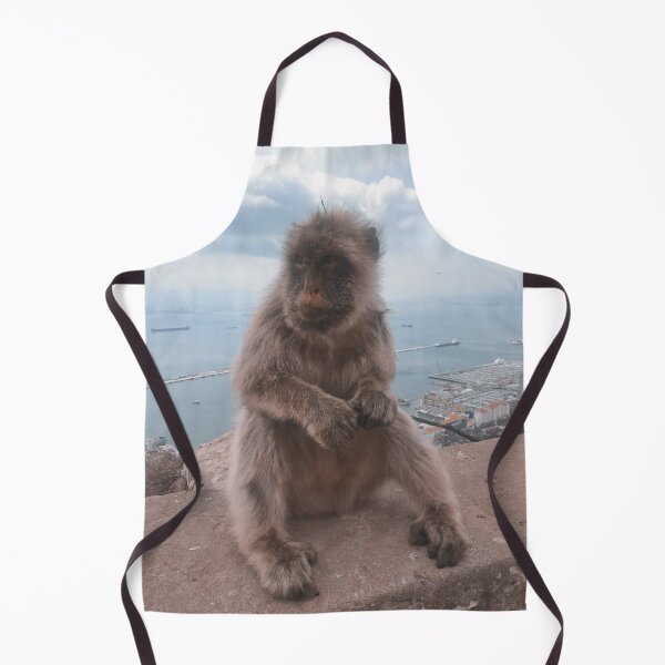 Item preview, super cute monkey sitting on edge on a mountain in Gibraltar, Europe, England designed and sold by Barolina.