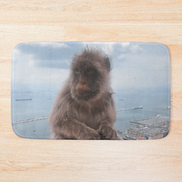 Item preview, super cute monkey sitting on edge on a mountain in Gibraltar, Europe, England designed and sold by Barolina.