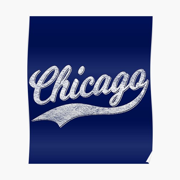 CITY OF CHICAGO SCRIPT CURSIVE TEXT (DISTRESSED BLACK) | Poster