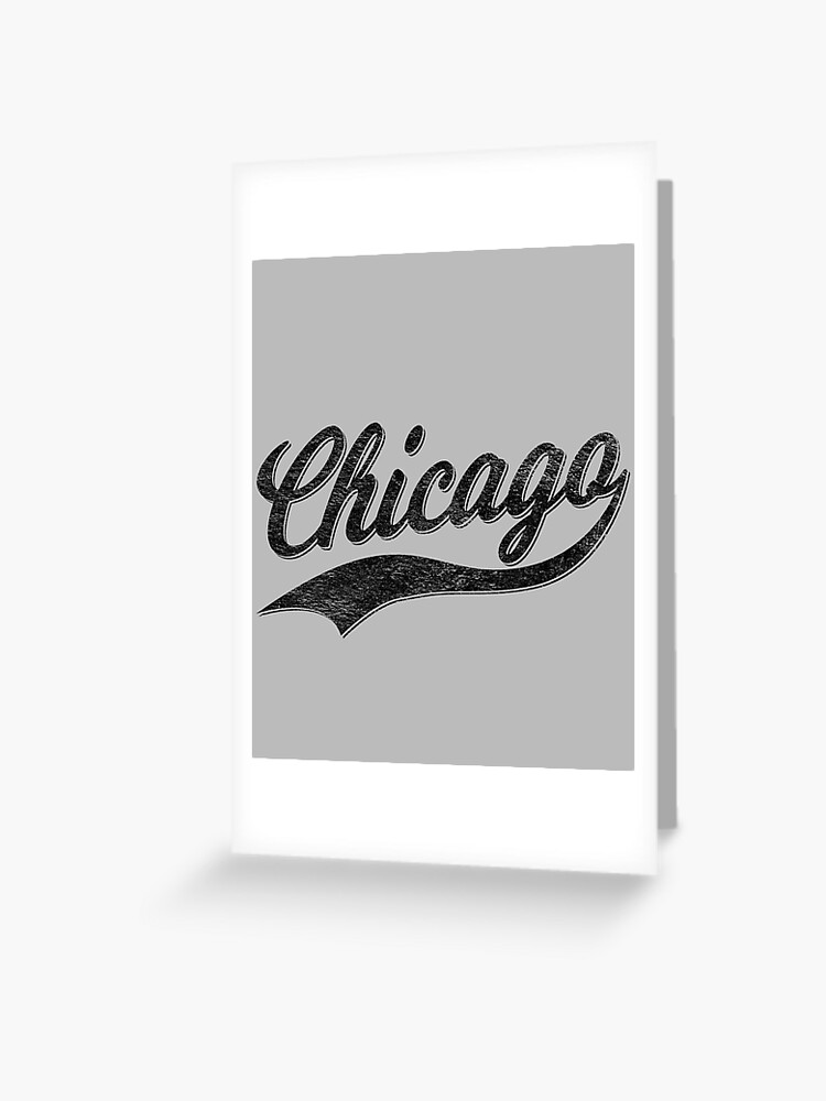 CITY OF CHICAGO SCRIPT CURSIVE TEXT (DISTRESSED BLACK) Sticker for Sale  by enigmaticone