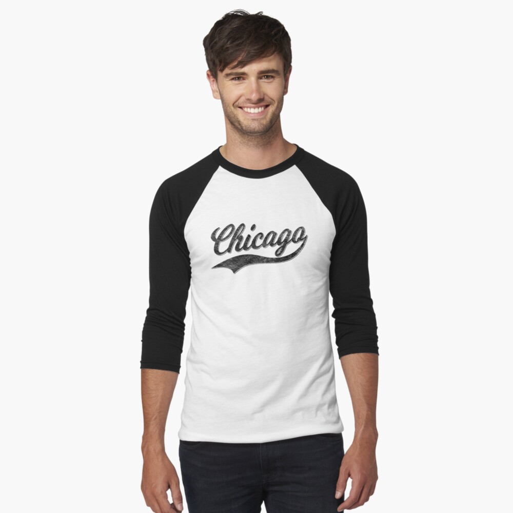 CITY OF CHICAGO SCRIPT CURSIVE TEXT (DISTRESSED BLACK) Sticker for Sale by  enigmaticone