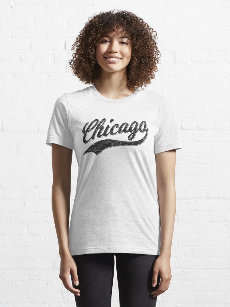 CITY OF CHICAGO SCRIPT CURSIVE TEXT (DISTRESSED BLACK) Sticker for Sale by  enigmaticone