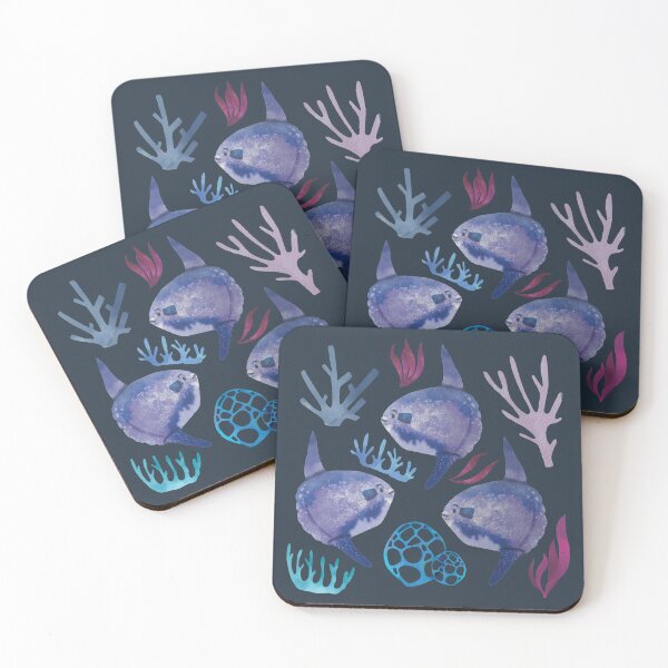 Item preview, Mola Mola Sunfish - Cute Purple and Blue Watercolor Animal Pattern designed and sold by TheRainbowRoom.
