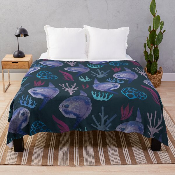 Item preview, Mola Mola Sunfish - Cute Purple and Blue Watercolor Animal Pattern designed and sold by TheRainbowRoom.