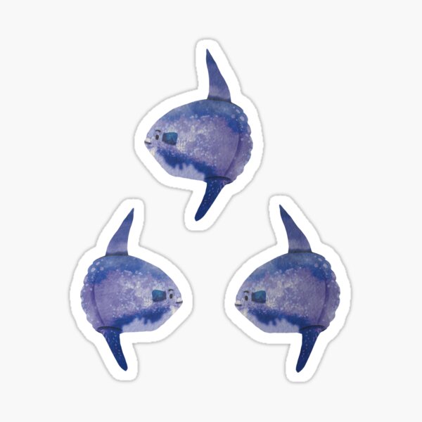 Vista previa del artículo con la obra «Mola Mola Sunfish - Lindo patrón animal de acuarela púrpura y azul», diseñado y vendido por TheRainbowRoom.