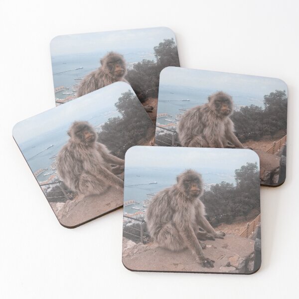 Item preview, Super cute monkey sitting on edge on a mountain in Gibraltar, Europe, England designed and sold by Barolina.