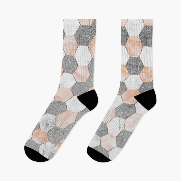 Item preview, Peach Pink and Grey Geometric Hexagon Pattern designed and sold by CynthiaGraphics.