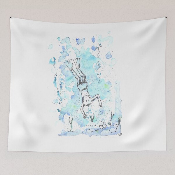 Item preview, Diver boy original watercolour designed and sold by NitArtCafe.