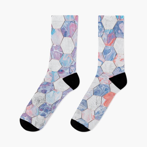 Item preview, Purple Blue and White Abstract Geometric Hexagon Pattern designed and sold by CynthiaGraphics.