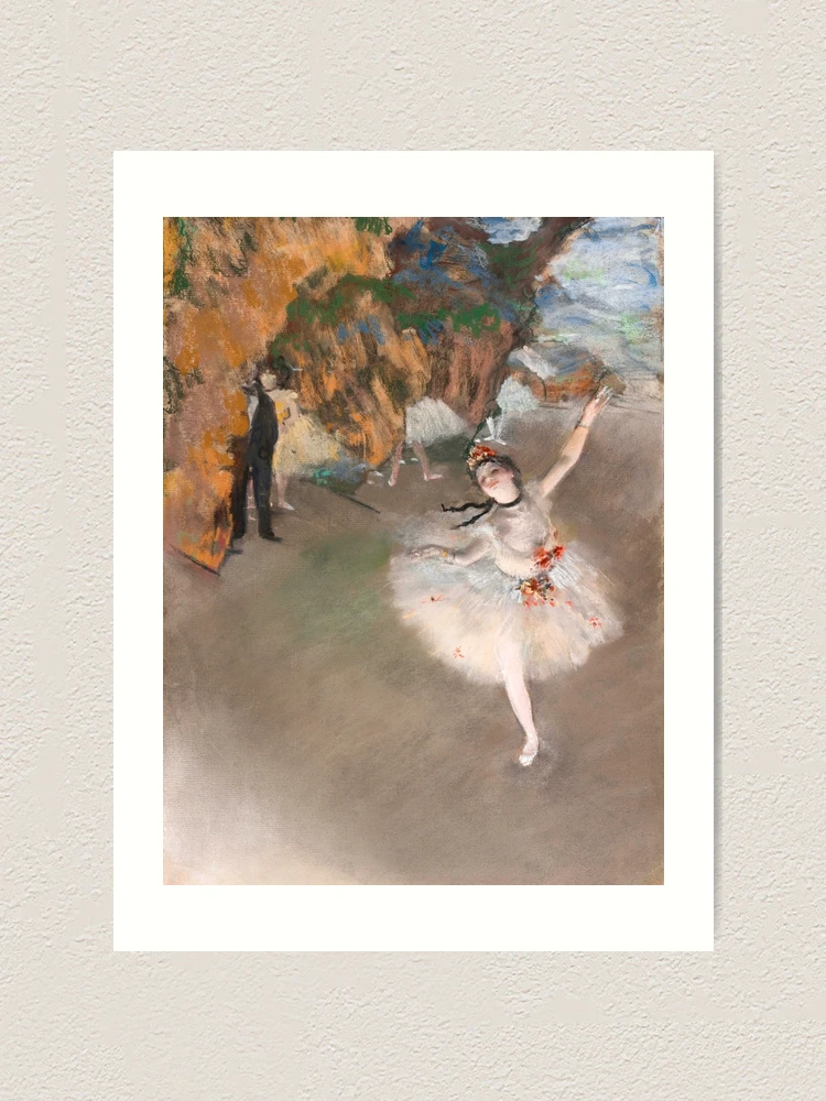 Homage to Degas. Ethereal Painting of all Degas' ballerinas and the little dancer girl sculpture, together 2024 on sheet music pages.