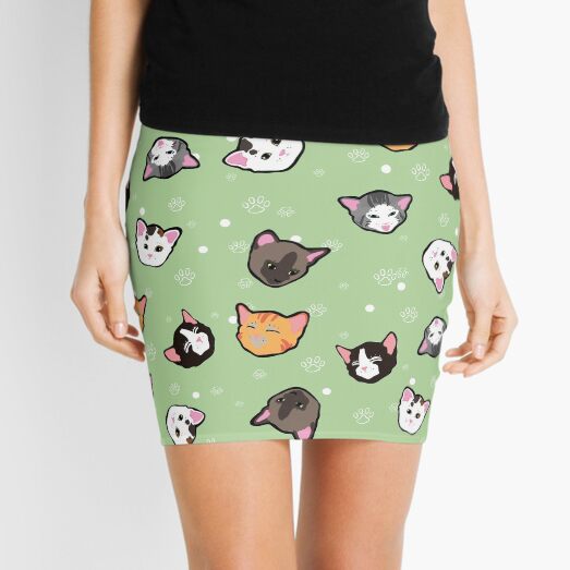 Cat Lovers collection: cats, cats and paws! Mini Skirt
