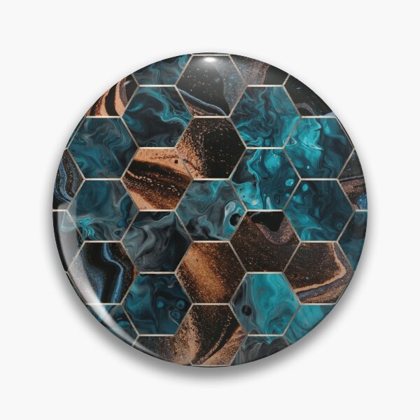 Item preview, Brown and Blue Abstract Geometric Hexagon Pattern designed and sold by CynthiaGraphics.