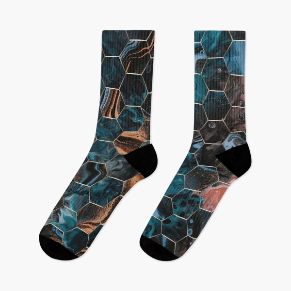 Item preview, Brown and Blue Abstract Geometric Hexagon Pattern designed and sold by CynthiaGraphics.