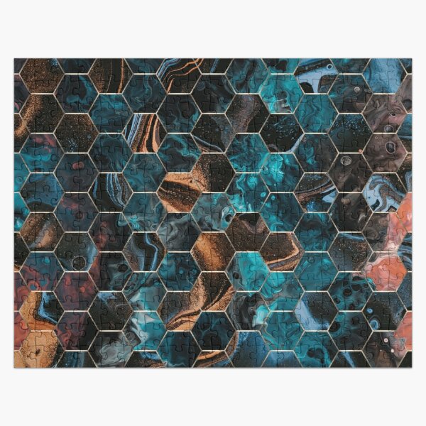 19 Piece Hexagonal Mosaic Puzzle 'Marbles' Design Jigsaw 