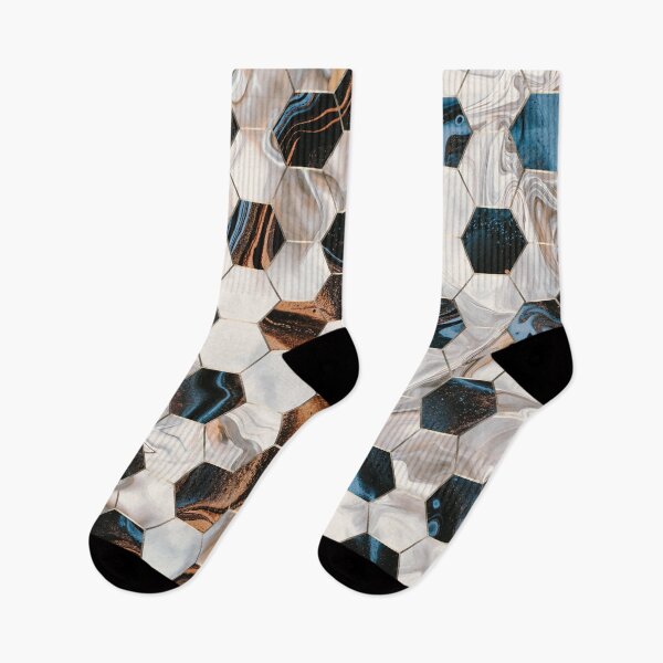 Item preview, Beige and Blue Abstract Geometric Hexagon Pattern designed and sold by CynthiaGraphics.