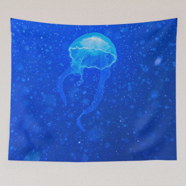 Item preview, Beautiful jellyfish photo in deep blue ocean designed and sold by Barolina.