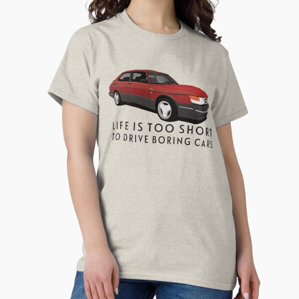 Vista previa del artículo con la obra «La vida es demasiado corta para conducir autos aburridos - Red Saab 900 Turbo 16 Aero», diseñado y vendido por knappidesign.