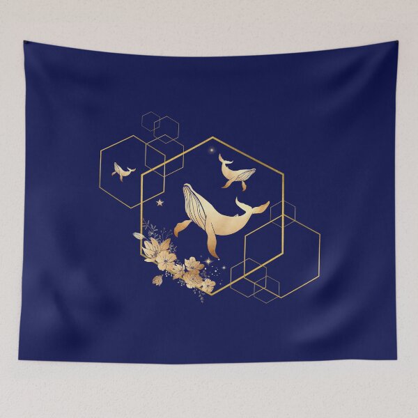 Item preview, Whale Dream Gold Geometric Hexagon Design designed and sold by MusberriDesigns.