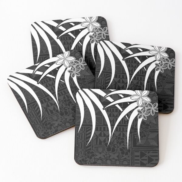 Item preview, Vintage Hawaiian - Samoan -Polynesian Black And White Tribal Leaves  designed and sold by sunnthreads.