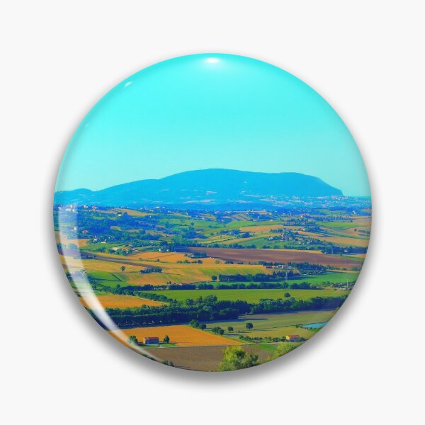 Item preview, Scene in Montelupone with Marche landscape, various fields, a body of water, human settlement and Monte Conero designed and sold by Kristina Drozd.