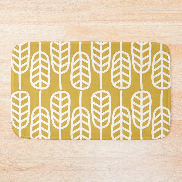 Item preview, Feather Leaves Pattern in White and Light Mustard designed and sold by kierkegaard.