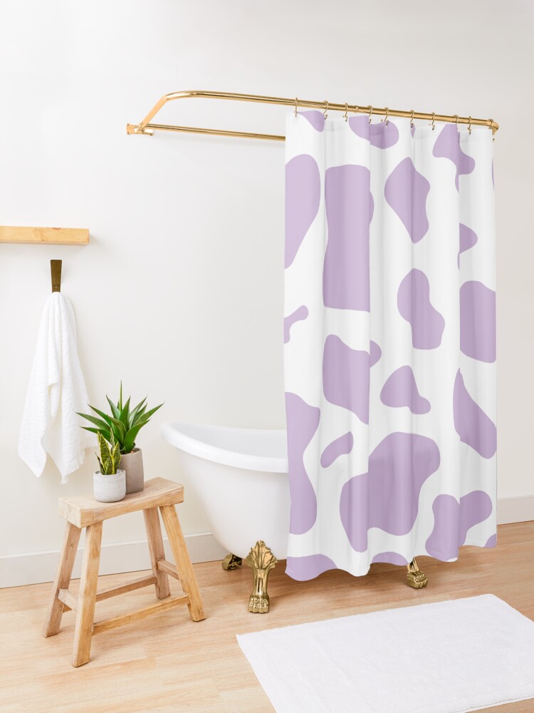 Alternate view of purple cow print pattern, mooo Shower Curtain