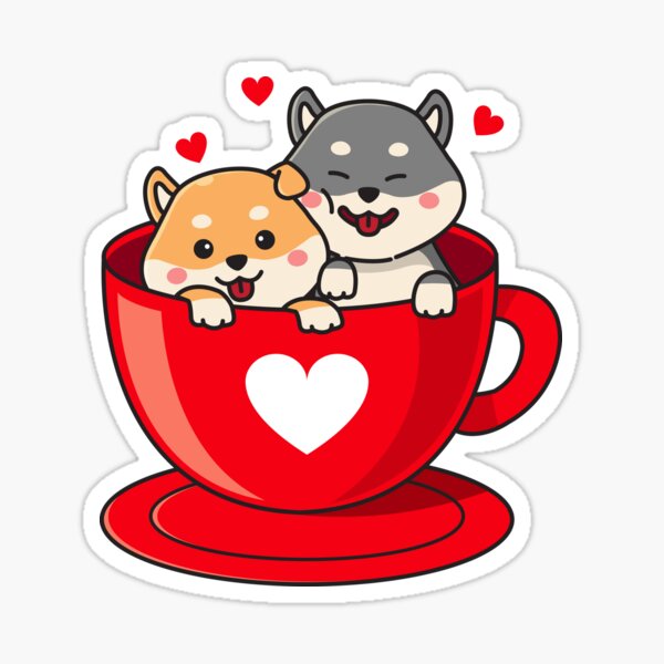 "Akita In Love Coffee Cup" Sticker by mdimac | Redbubble