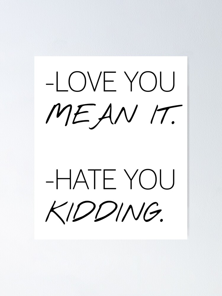 "Love You Mean It Hate You Kidding" Poster by bforblueberry Redbubble