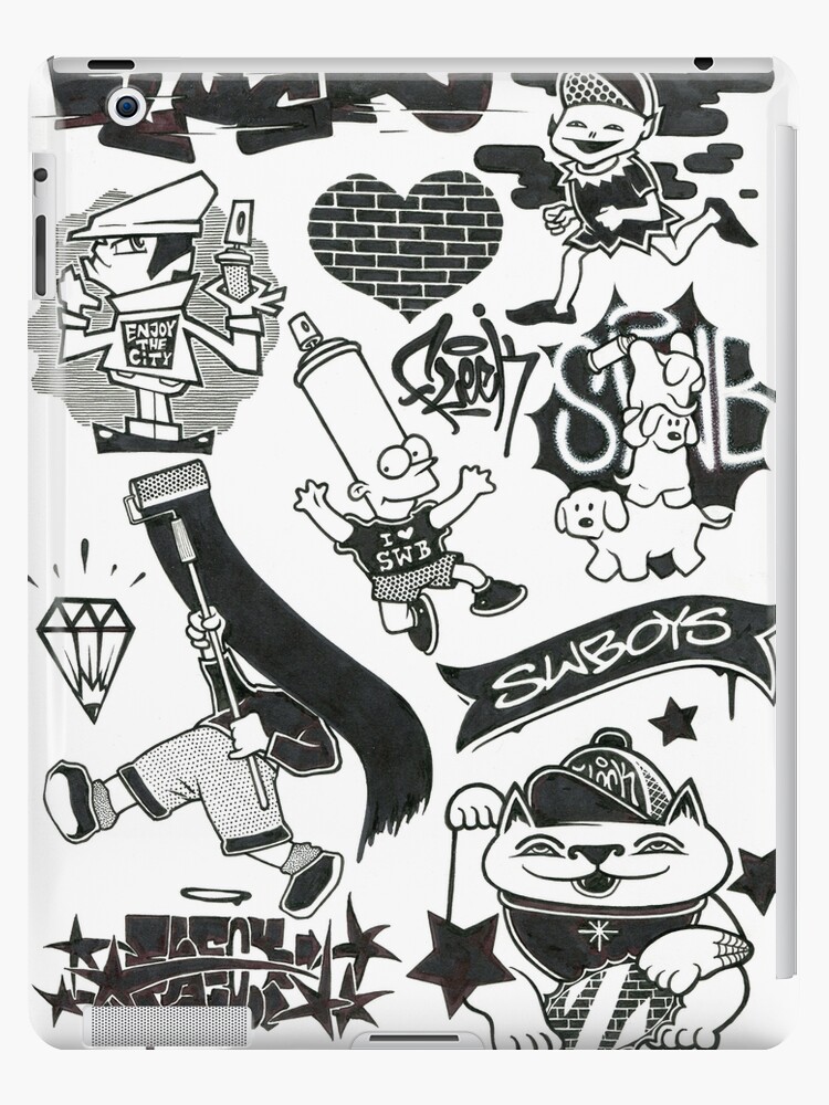 Black And White Graffiti Characters Ipad Case Skin By Galko Redbubble