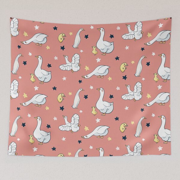 Item preview, White Goose - Cute White and Pink Cartoon Bird Pattern designed and sold by TheRainbowRoom.