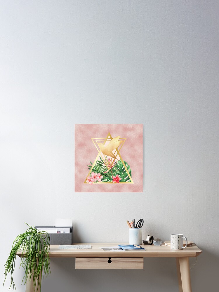 Thumbnail 2 of 3, Poster, Tropical Geometric Hummingbird Design designed and sold by MusberriDesigns.