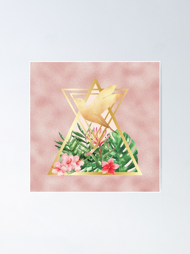 Thumbnail 1 of 3, Poster, Tropical Geometric Hummingbird Design designed and sold by MusberriDesigns.