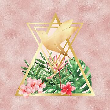 Artwork thumbnail, Tropical Geometric Hummingbird Design by MusberriDesigns