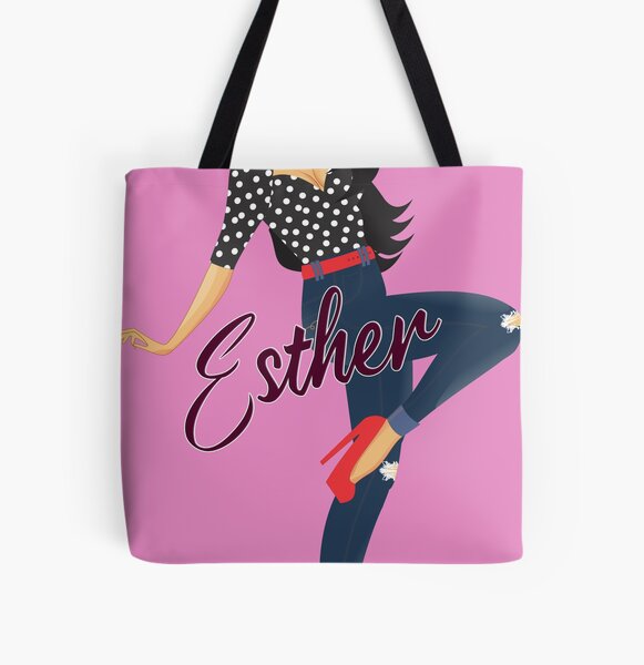 Esther Girl Sassy Purple All Over Print Tote Bag